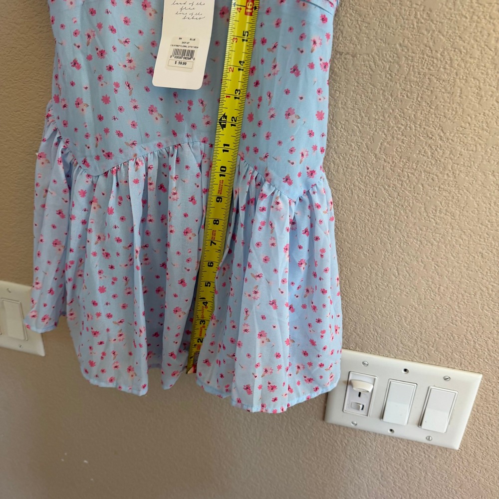 American Threads Light Blue‎ Pink Ditsy Floral V-Neck Skort Romper Small NWT - Picture 9 of 12